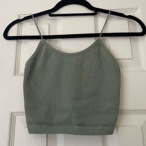 Green Ribbed Tank Top